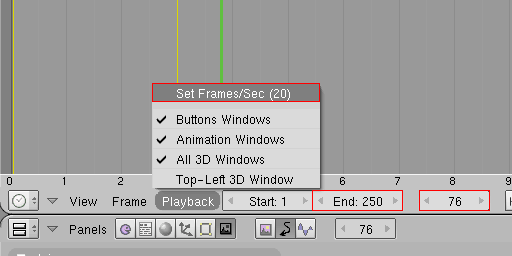 Controlling speed, frame und length of the animation in the Timeline window