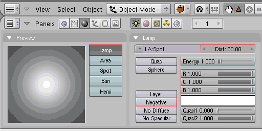 Supported features for Lamp (PointLight) properties