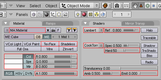 Supported features for material properties