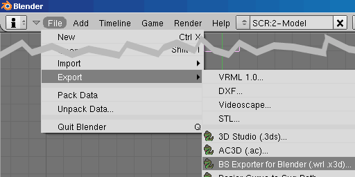 Exporting VRML/ X3D from File menu